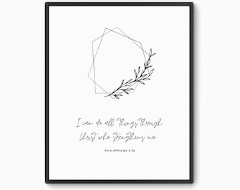 Versetto biblico Filippesi 4:13, stampa artistica (download digitale)