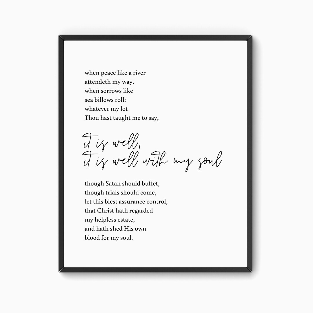 It is Well With My Soul, Scripture Wall Art, Hymn Art Print, Christian