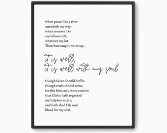 Impresión "Está bien con mi alma", himno cristiano para pared (descarga digital)