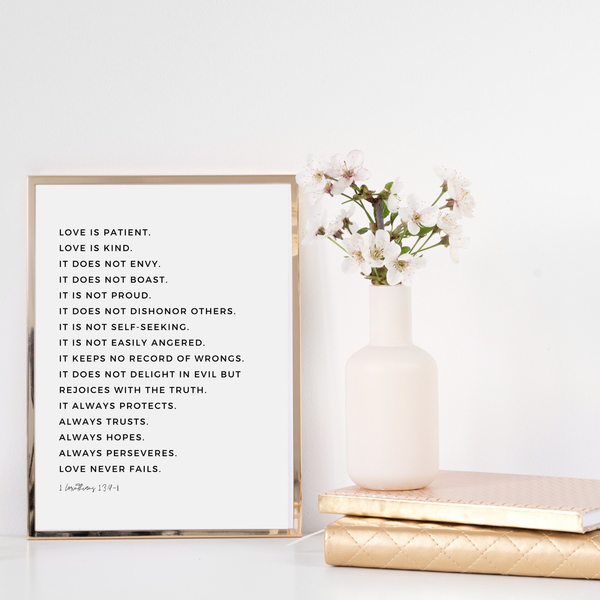 1 Corinthians 13:4-8, Love is Patient, Printable Wall Art, Bible Verse ...