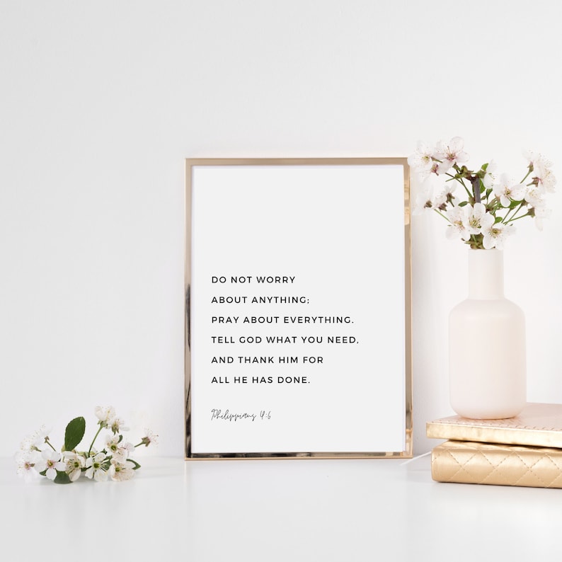 Philippians 4:6, Do Not Worry About Anything, Printable Wall Art, Bible ...