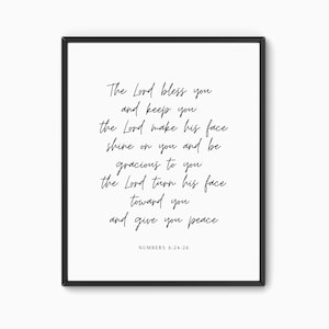 De Heer zegene je en behoede je, Numeri 6:24-26, Bijbelversprint, Christian Home Decor, Schriftmuurkunst, Christelijke Gift, Art Print