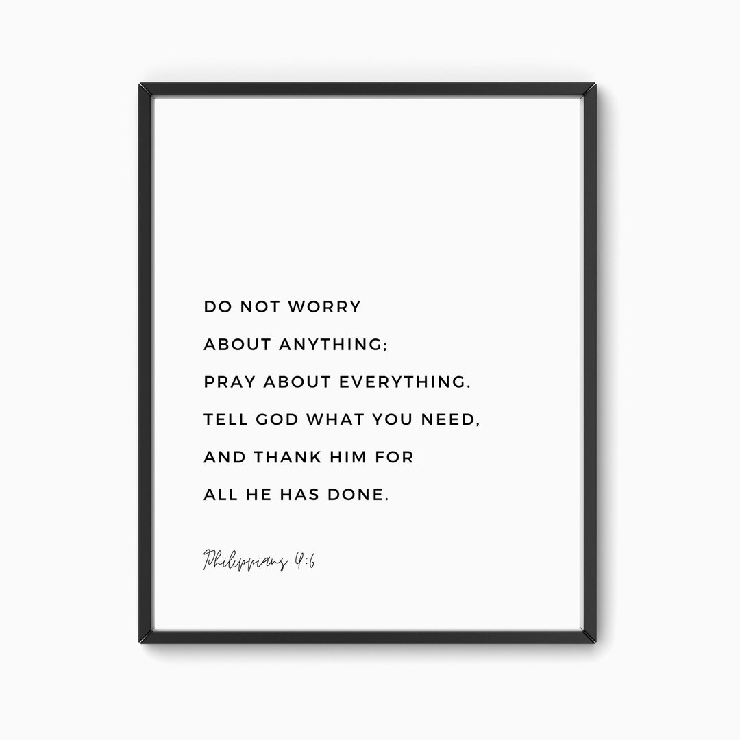Philippians 4:6, Do Not Worry About Anything, Printable Wall Art, Bible ...