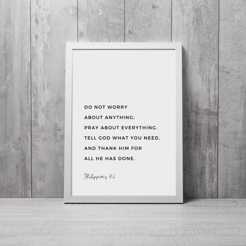 Philippians 4:6, Do Not Worry About Anything, Printable Wall Art, Bible ...