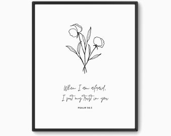 Psalm 56:3 Scripture Art Print, Christian Home Decor (Digital Download)