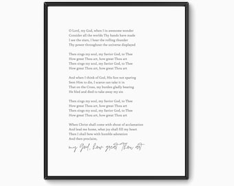 How Great Thou Art, Art Print, Printable Wall Art, Hymn Prints, Home Decor, Christian Decor, Printable Art, 8 x 10, 11 x 14