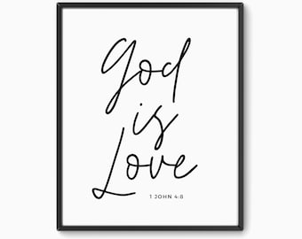 God is Love, 1 John 4:8, Christian Wall Art (Digital Download)
