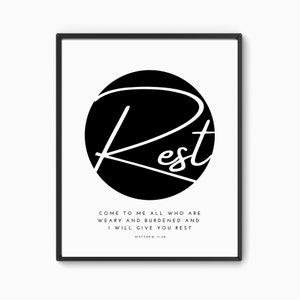 Matthew 11:28, Bible Verse Print, Come to me all who are weary and burdened, Printable Scripture Wall Art, Modern Christian Home Decor