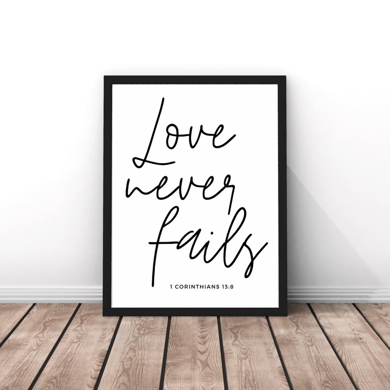 1 Corinthians 13:8, Art Print, Printable Wall Art, Bible Verse Prints ...
