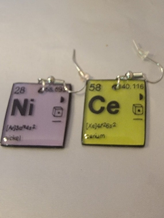 Periodic Table Elements NiCe Earrings Nickel/Ceri… - image 1