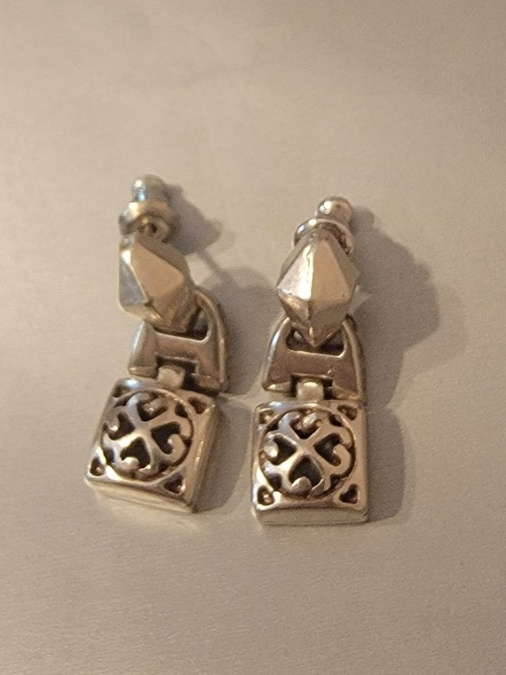 BRIGHTON Doorknocker Silver Post Earrings Retired