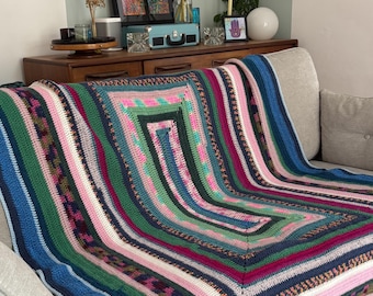 Scrap Yarn Crochet Blanket Pattern: Granny Rectangle Throw (PDF Pattern)