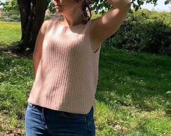Crochet Tank Top Pattern: Modern, relaxed crochet summer sweater vest with generous shaped armholes