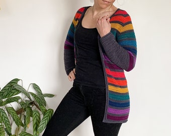 Any Yarn Crochet Cardigan Pattern: The &#39;Any Yarn will Do’ top-down, v-neck raglan cardigan pattern can be crocheted in any yarn weight