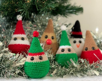 Crochet Christmas Decoration Pattern: Characterful Festive ornaments including an Elf, Santa, Rudolph, Snowman and Robin