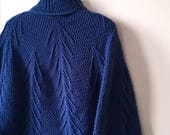 Crochet Pattern Falling Pines Cabled Crochet Poncho Cosy, spring, mid-length, cowl-neck poncho for Women Unique modern crochet design