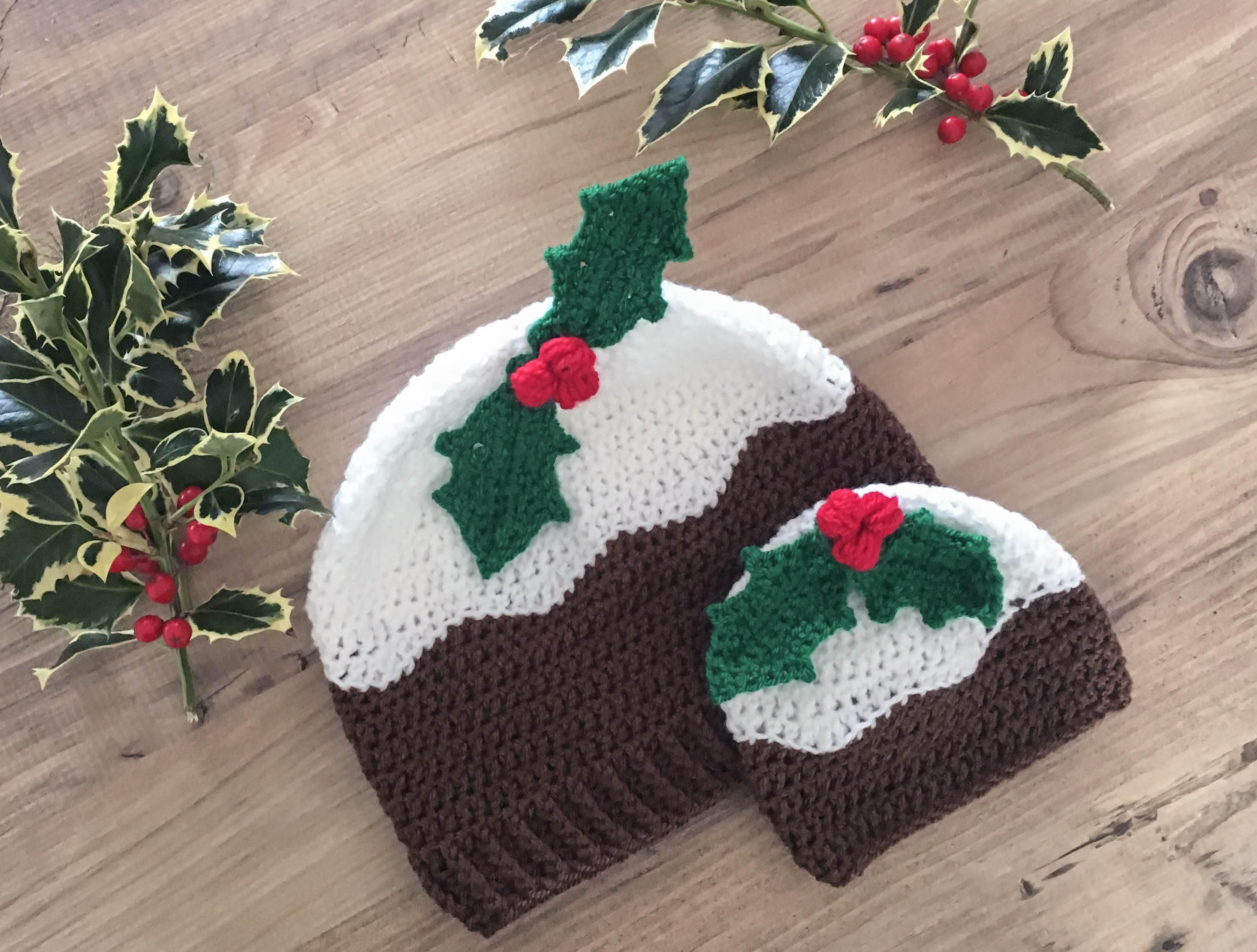 Crochet Christmas Pudding Hat Pattern Includes Holly Sprig Etsy