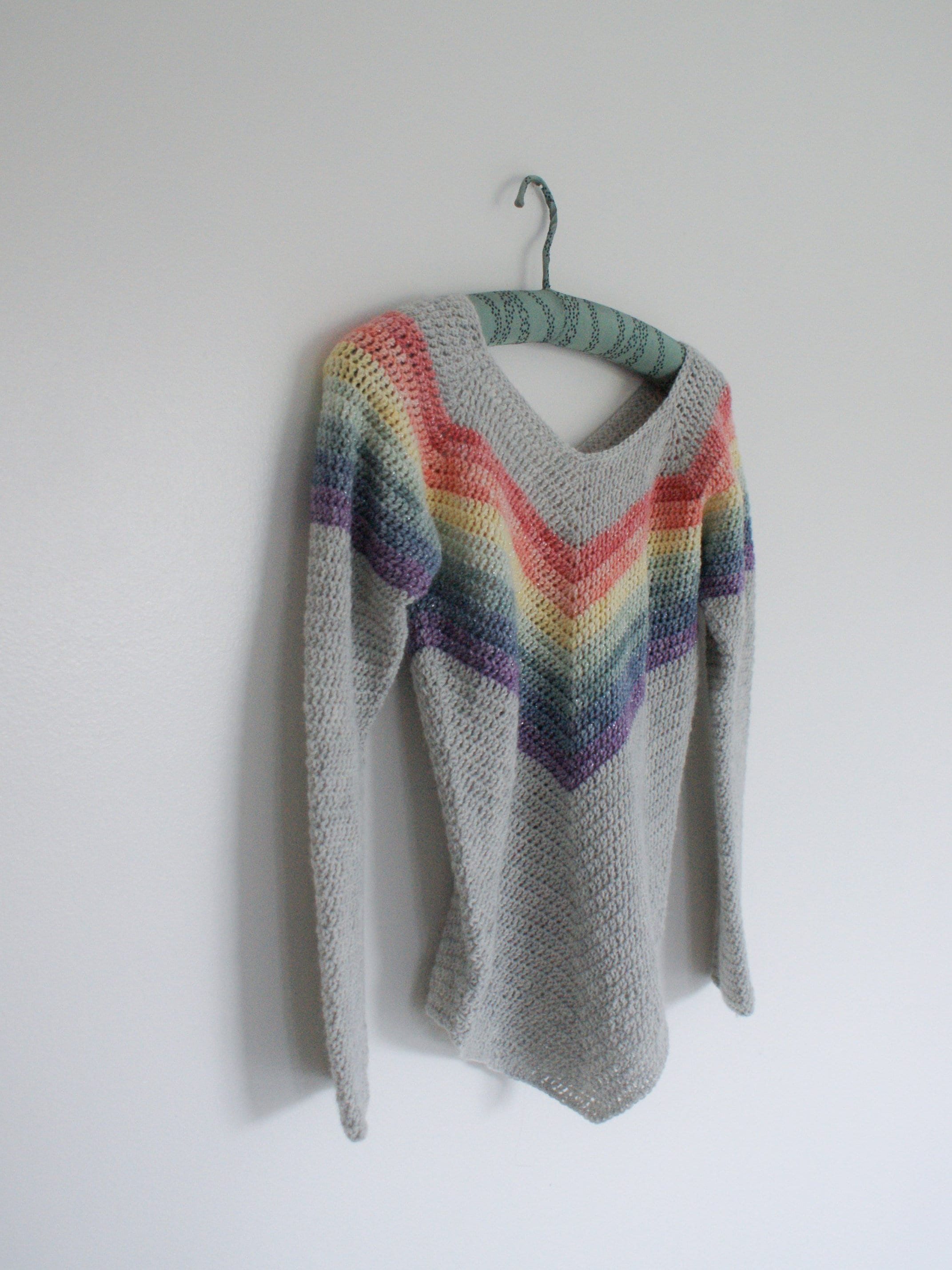 Rainbow Smiles Striped Crochet Sweater Pattern| Simple Top