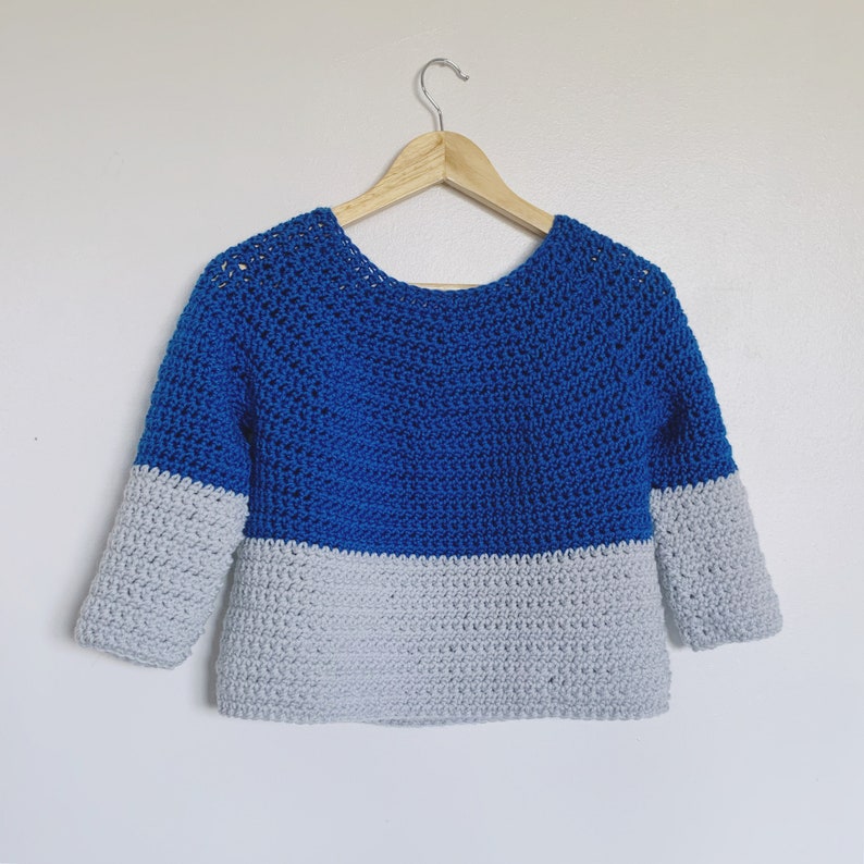 Any Yarn Top Down Crochet Sweater Pattern: Beginner's round yoke crochet jumper can be made with any yarn weight 画像 7