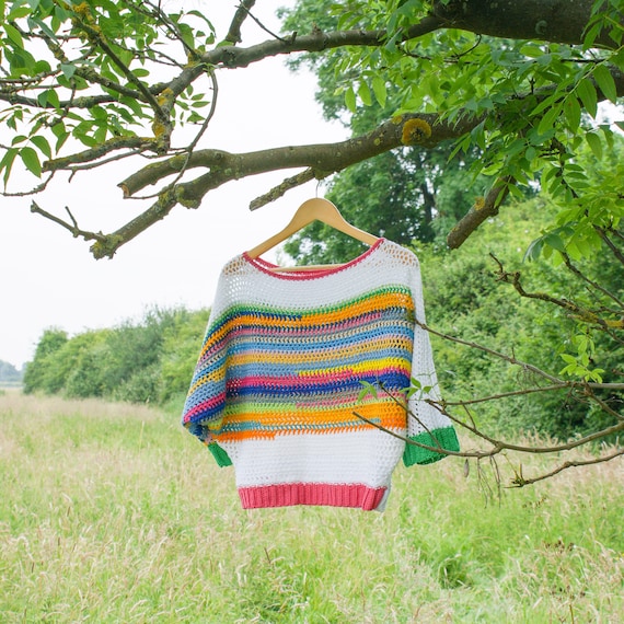 Batwing Sweater Crochet Pattern 3/4 Length Sleeve Crochet Jumper Use  Leftover Stash Yarn to Crochet a Unique Colourful Oversized Sweater - Etsy