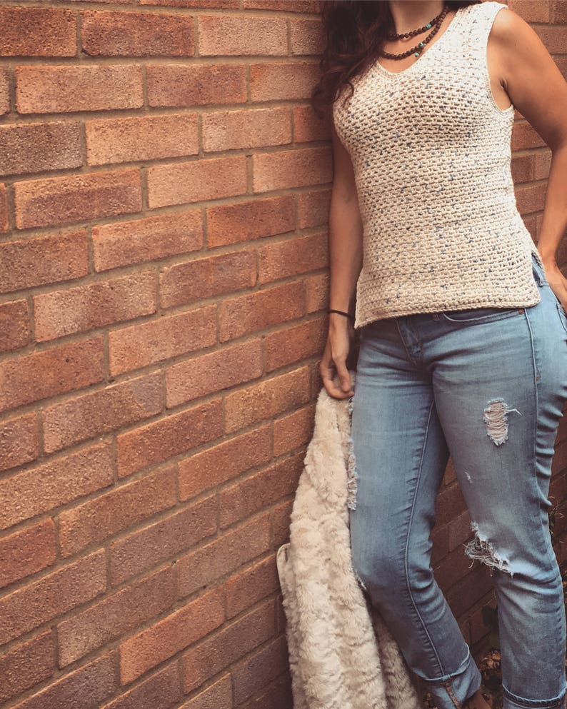 Easy Crochet Tank Top Pattern| Woman’s summer vest Crochet Pattern. Quick crochet pattern with worsted weight cotton image 7