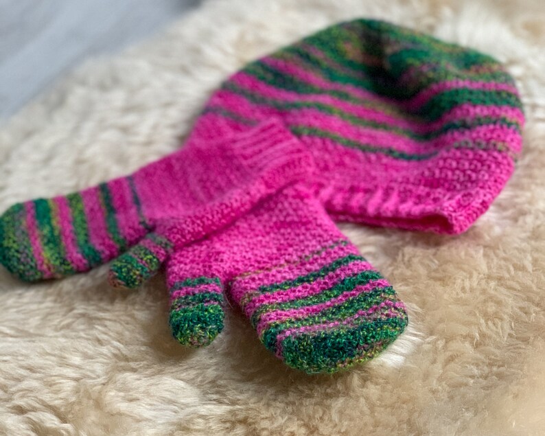 Crochet pattern for Hat & Mitten Set: 'Pair it up' striped crochet beanie hat and mitten winter gift set intermediate crochet pattern image 7