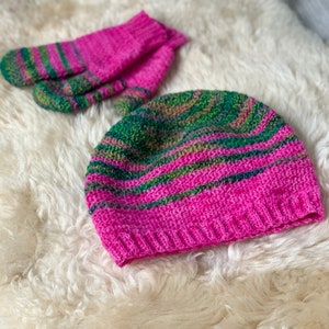Crochet pattern for Hat & Mitten Set: 'Pair it up' striped crochet beanie hat and mitten winter gift set intermediate crochet pattern image 6