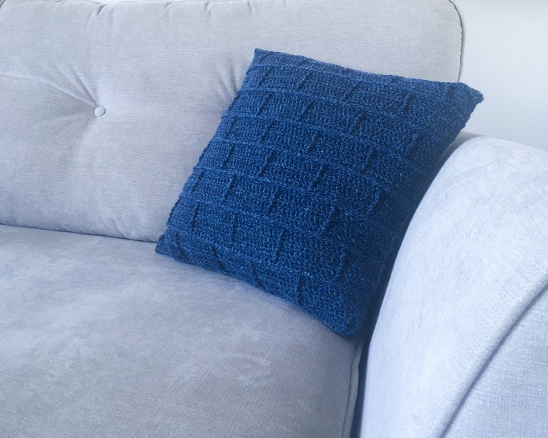 Block Crochet Cushion and Blanket Pattern: Easy cabled crochet pillow cover and throw pattern image 3