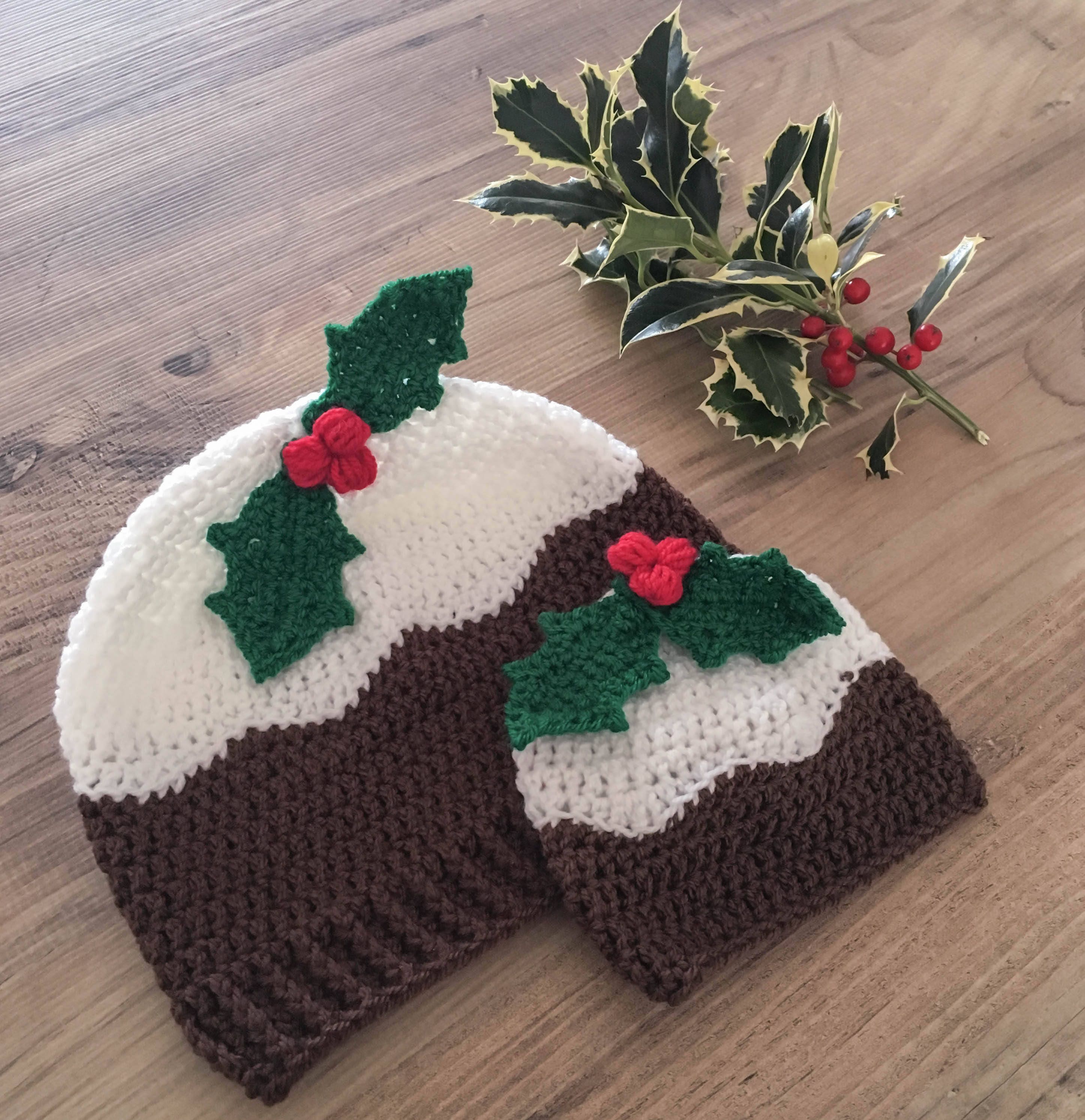 Crochet Christmas Pudding Hat Pattern Includes Holly Sprig Etsy UK