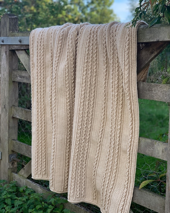 Aran Crochet Cable Blanket Pattern Fishermans Cable Crochet Etsy UK