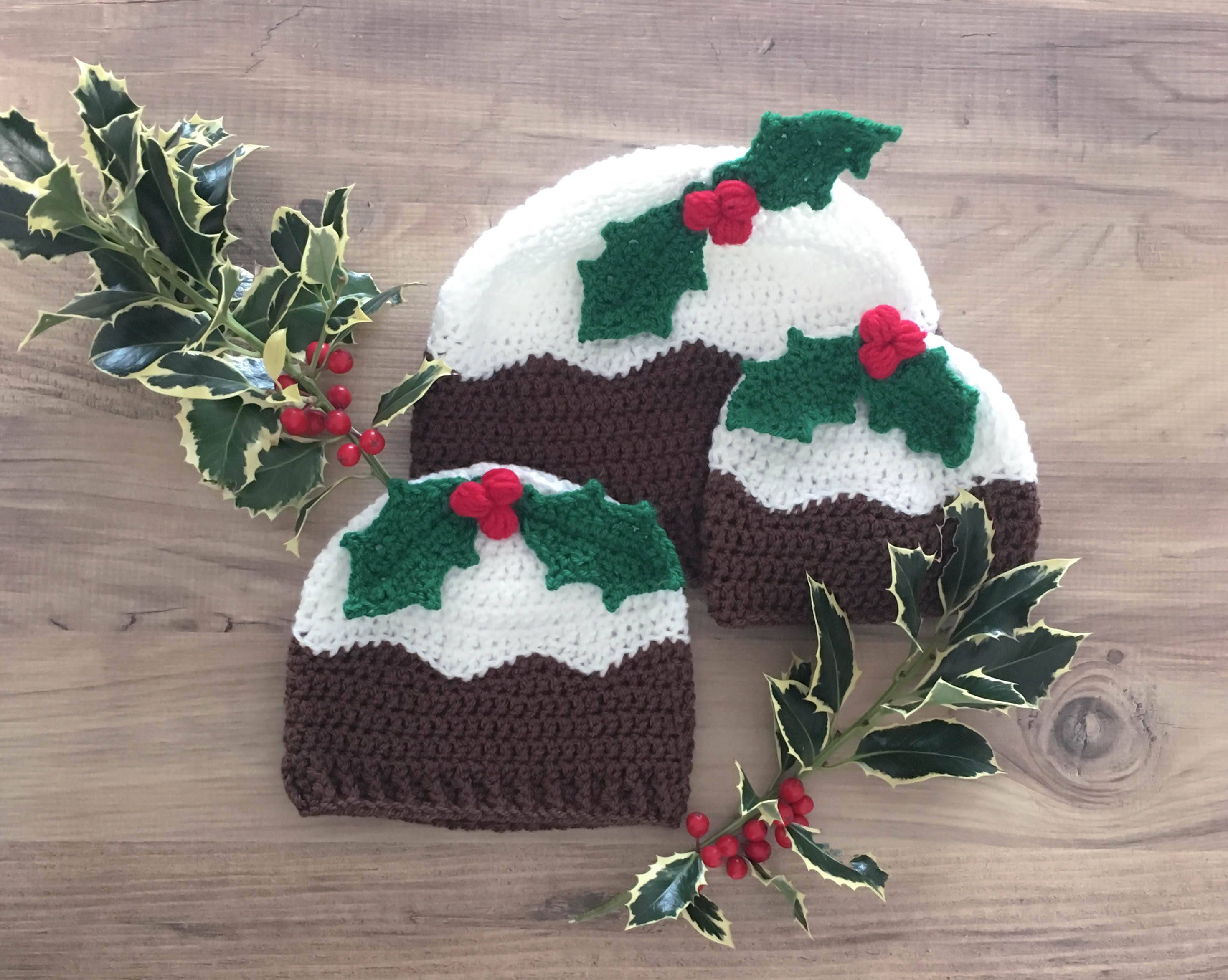 Crochet Christmas Pudding Hat Pattern Includes Holly Sprig Etsy UK