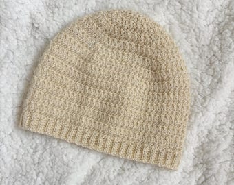 Textured Crochet Beanie Hat Pattern: Simple PDF crochet pattern for easy cozy hat from toddler to adult sizes
