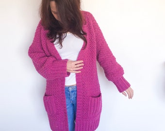 Everyday Hugs Cardi Crochet Pattern. Women's Cosy Oversized Cardigan with Pockets. Comfy, Practical, Modern Crochet Design