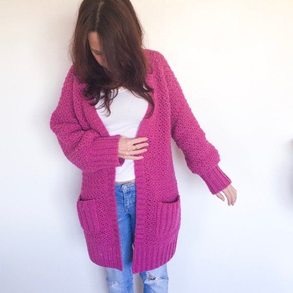 Everyday Hugs Cardi Crochet Pattern. Women's Cosy Oversized Cardigan with Pockets. Comfy, Practical, Modern Crochet Design