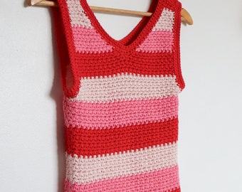 Easy Crochet Tank Top Pattern| Woman’s summer vest Crochet  Pattern. Quick crochet pattern with worsted weight cotton