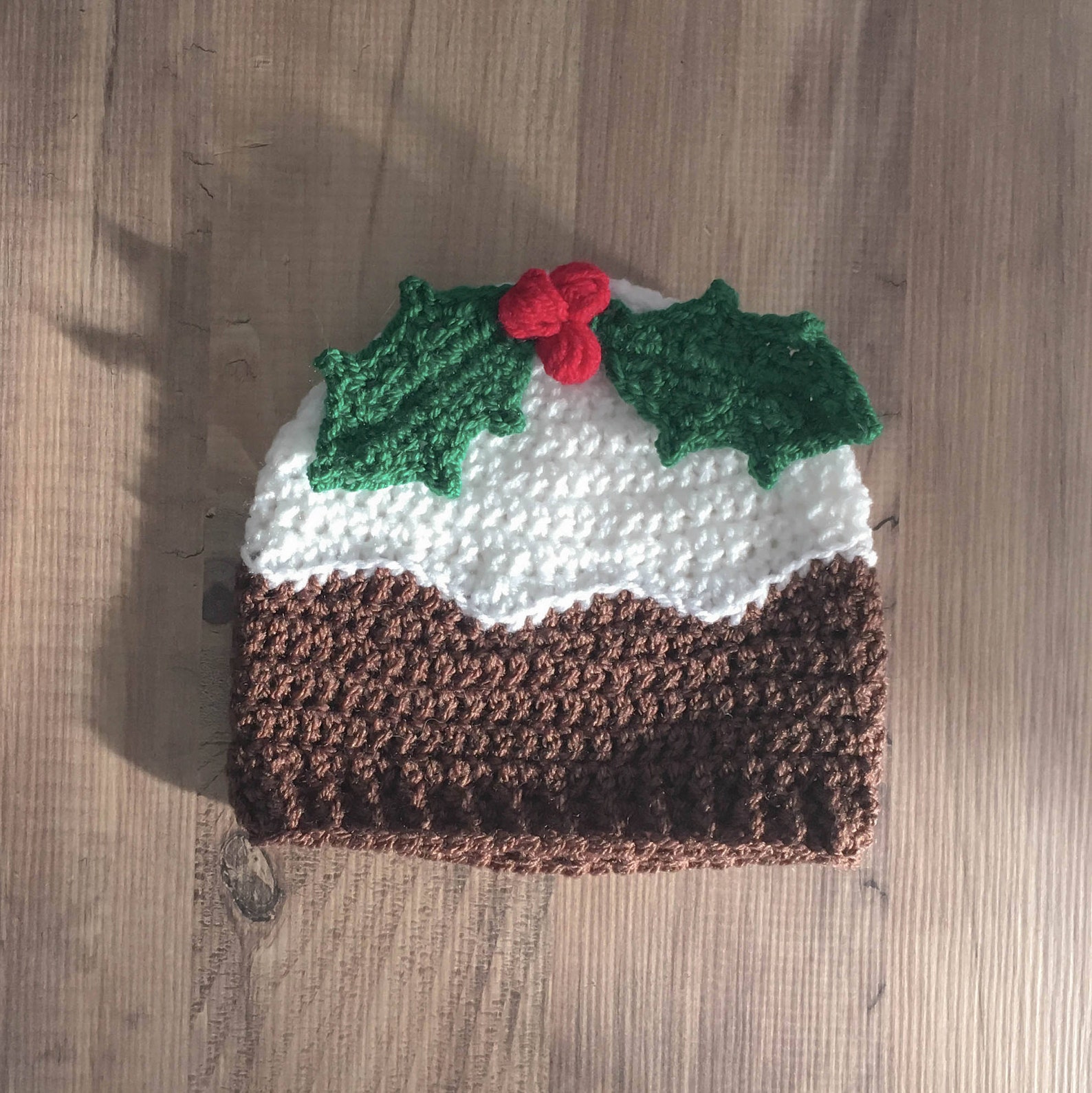Crochet Christmas Pudding Hat Pattern Includes Holly Sprig Etsy