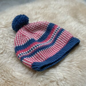 Scandi Stashbusting Crochet Beanie Pattern: Simple Nordic folk style crochet pom pom hat image 4