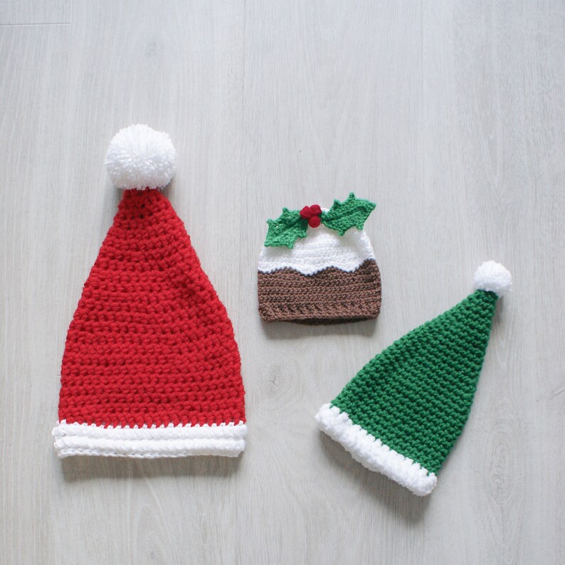 Christmas Pudding Beanie Hat Crochet Pattern with holly sprig Etsy