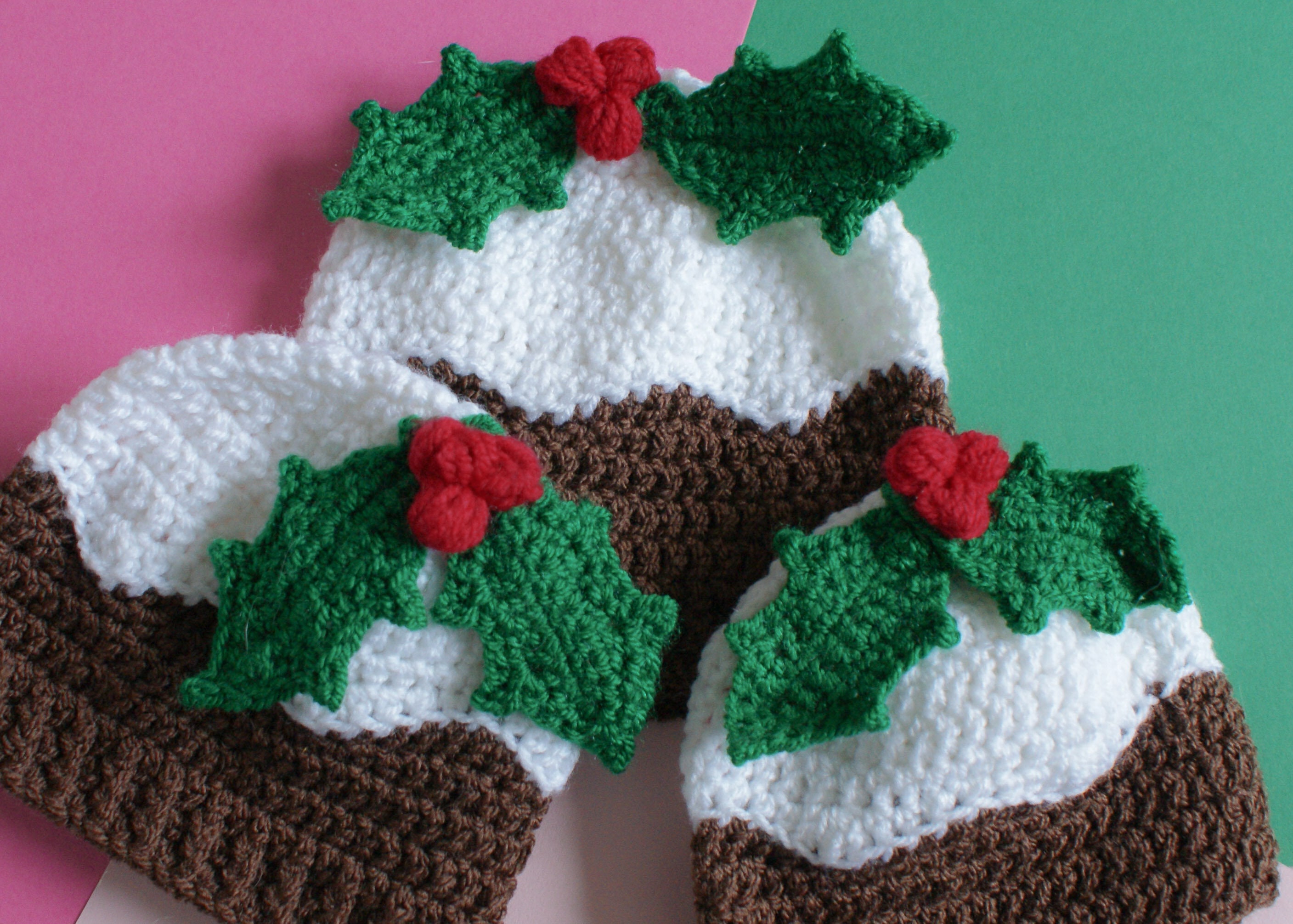 Christmas Pudding Beanie Hat Crochet Pattern With Holly Sprig Etsy UK