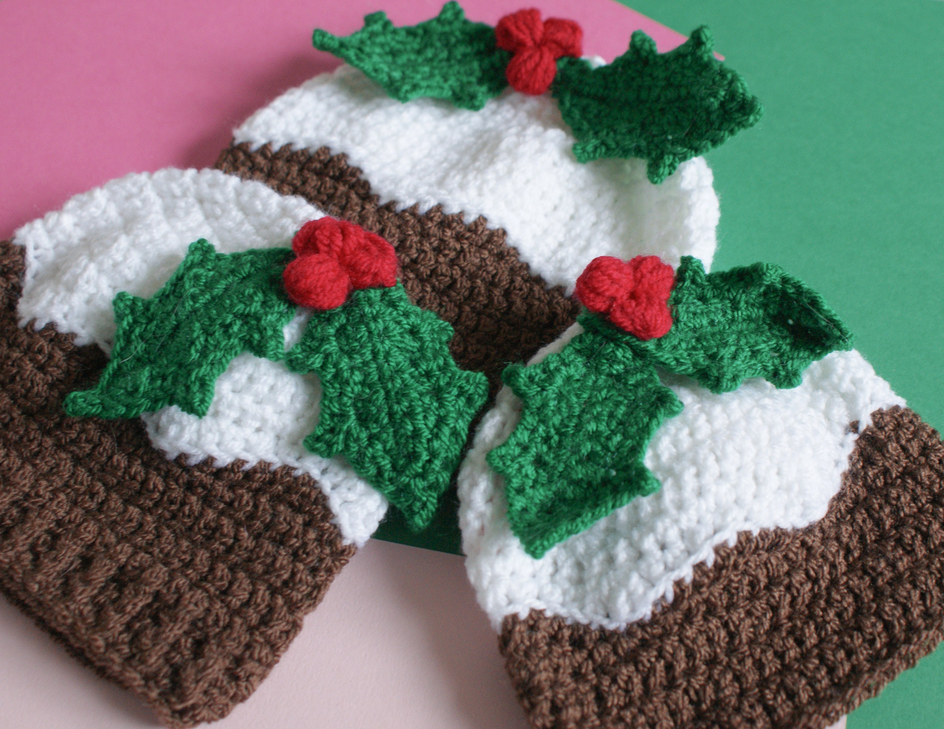 Christmas Pudding Beanie Hat Crochet Pattern With Holly Sprig Etsy UK