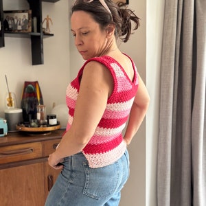 Easy Crochet Tank Top Pattern| Woman’s summer vest Crochet Pattern. Quick crochet pattern with worsted weight cotton image 5