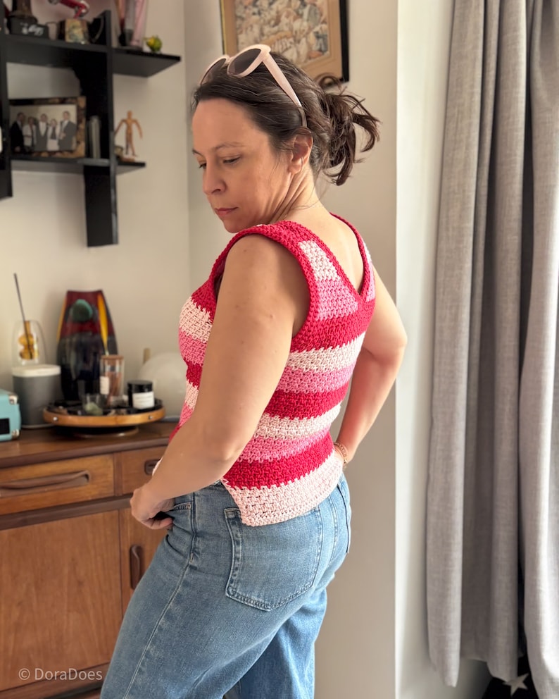 Easy Crochet Tank Top Pattern| Woman’s summer vest Crochet Pattern. Quick crochet pattern with worsted weight cotton image 5
