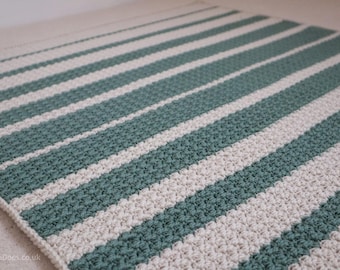 Easy Crochet Blanket Pattern: Textured Asymmetric Stripes Throw (PDF Pattern)