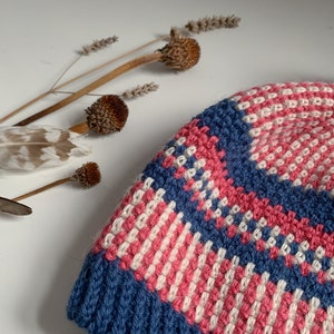 Scandi Stashbusting Crochet Beanie Pattern: Simple Nordic folk style crochet pom pom hat image 8