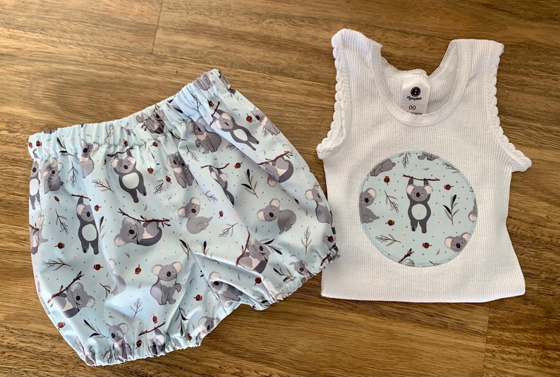 Baby boys outfit, boys bloomers and tank set,koala fabric newbaby gift, baby shower gift, baby boys outfit size 3-6 months 00 image 2