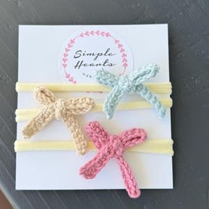 Crocheted Baby Bow Headband Set: Cotton Newborn to Toddler