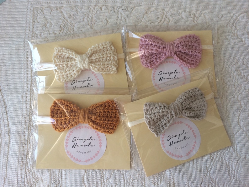 Cute crocheted headband cute bow headband Handmade stone beige coloured cotton crocheted bow. baby girls bow headband