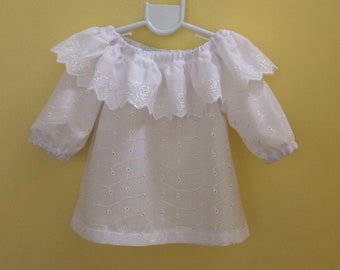 Sweet broderie anglaise swing top, baby girls top, long sleeve shirt.