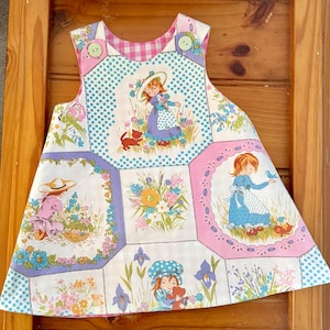Handmade Girls Pinafore Dress: Vintage Patchwork Cotton, Special Occasion