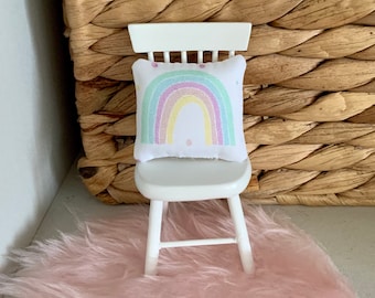 Miniature Rainbow throw pillow, sweet  miniature dollhouse cushion. Dollhouse decor, 1/12 scale, mini scatter pillow. Pastel rainbowhandmade